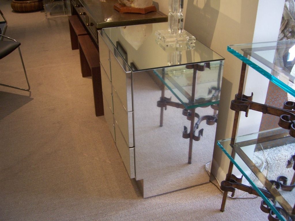 Pair of Reverse White on Glass Chest of Drawers