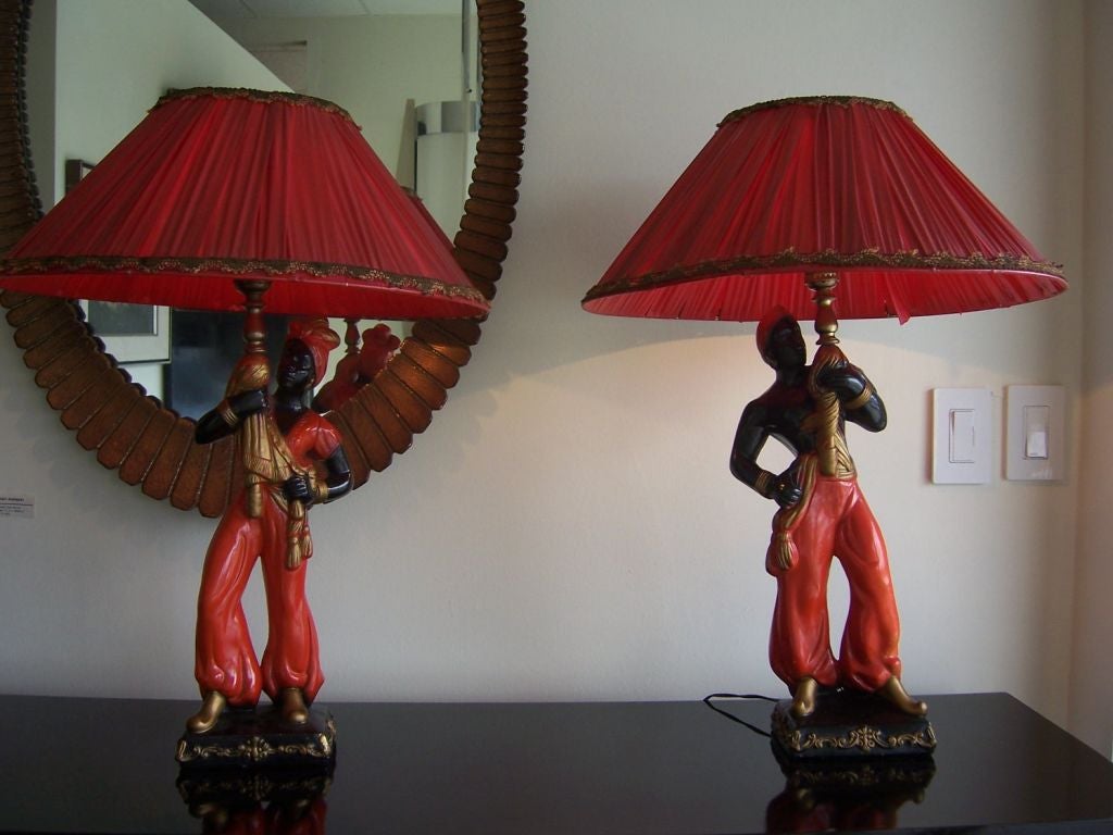 American A Pair of Vintage Blackamoor Table Lamps