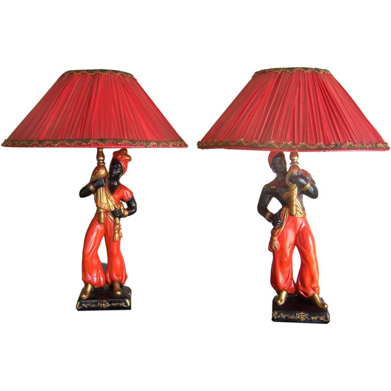 A Pair of Vintage Blackamoor Table Lamps