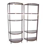 A Pair of Brass Demi-Lune Etageres