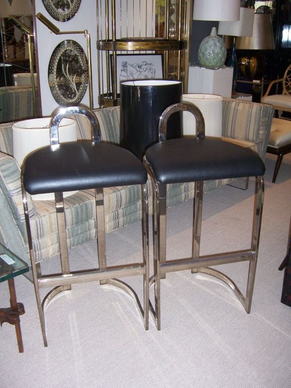 American A Pair of Pierre Cardin Chromed Barstools