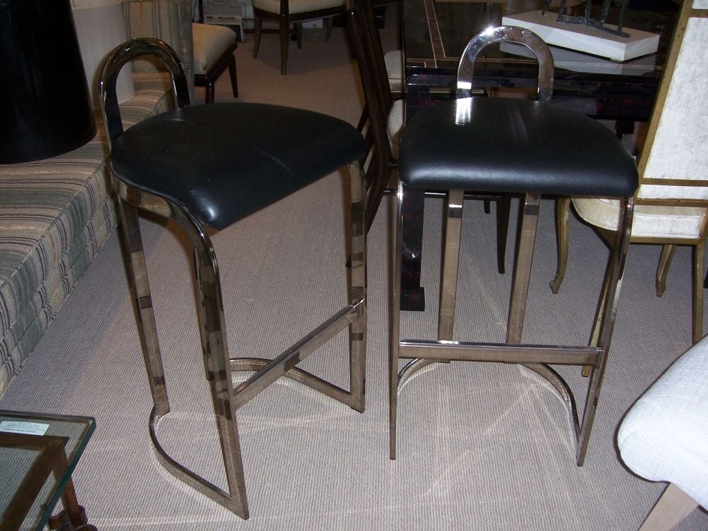 Late 20th Century A Pair of Pierre Cardin Chromed Barstools
