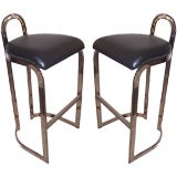 A Pair of Pierre Cardin Chromed Barstools