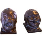 Pair of Baby Heads in Cast Bronze