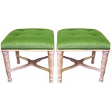 A Pair of Directoire Style Green Ottomans