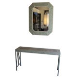 A Real Shagreen and Bone Top Console and Mirror