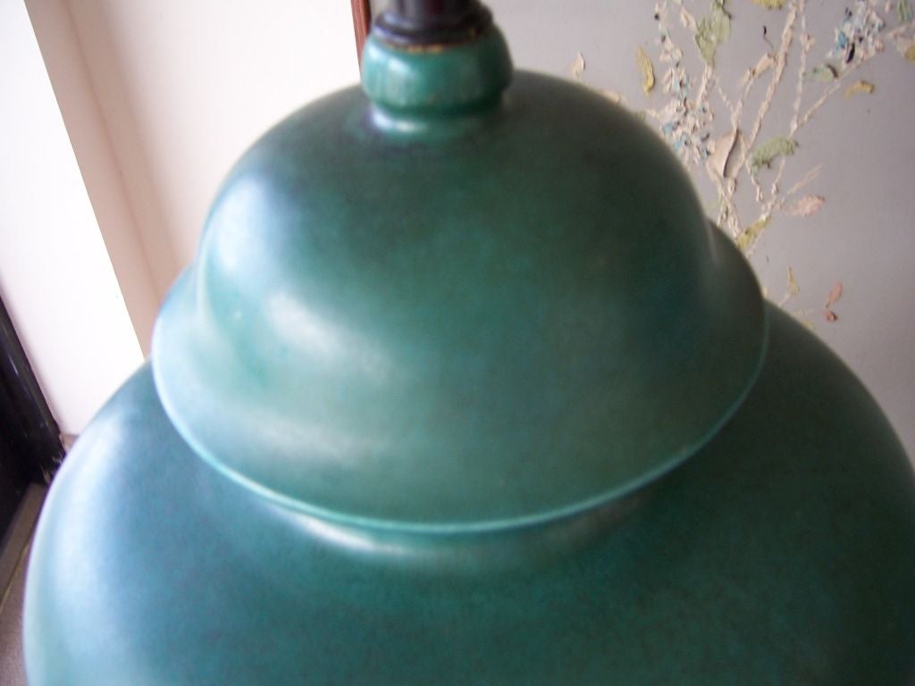 A Pair of Asian Style Ceramic Lamps in Deep Turquoise
