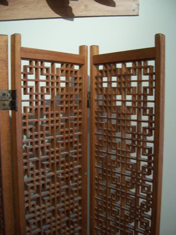 American A Latticed Eight-Panel Wood Room Divider