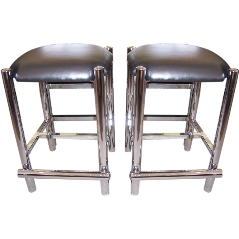 Pair of Low Chrome Barstools