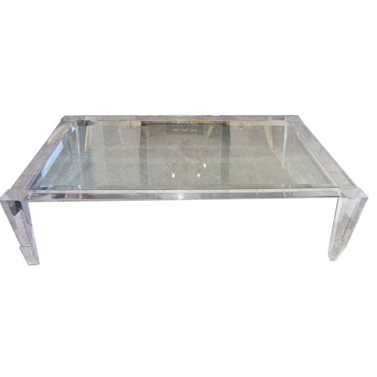An Oversized Thick Lucite Coffee Table