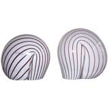 Retro Pair of Striped Murano Conch Shell Table Lamps