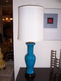 A Turquoise Blue Crackled Lamp in Asian Style