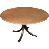 A Round Travertine Topped Dining Table by Borsani for Techno
