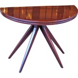 A Round Solid Mahogany Modernist Table / Demi Lune Console