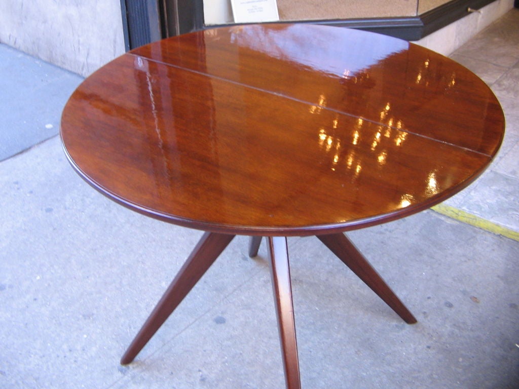 A Round Solid Mahogany Modernist Table / Demi Lune Console