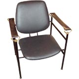 A Modernist Metal and Leather Safari Chair