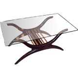 Vintage A Glass and Black Lacquer Cocktail Table by Alfred Hendrickx