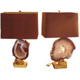 A Fabulous Pair of Bronze and Agate Table Lamps by Willy Daro