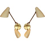 A Pair of Brass and Lacquered Metal Sconces by Stilnovo