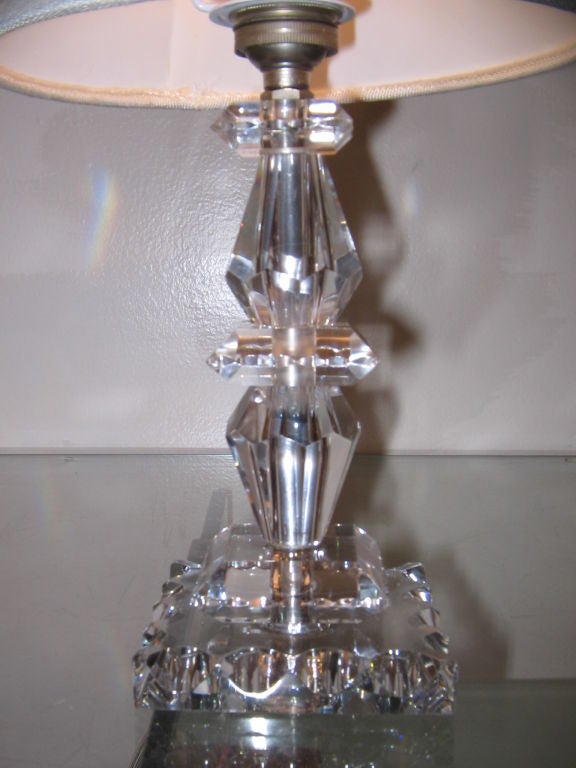 A Pair of Cut Glass Art Deco Boudoir Table Lamps