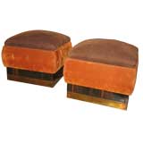 A Pair of Modernist Stools in Macassar Ebony and Brass