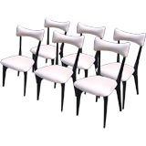 A Set of Six Dining Chairs in Black Lacquer by Ico Parisi