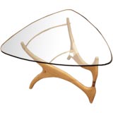 A Glass Topped Modernist Occasional Table in Bleached Walnut