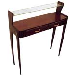 A Small Two Tiered Console in Mahogany, Rosewood and Glass