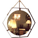 A Hexagon Framed Round Wall Mirror