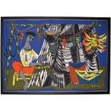 Vintage A Framed Printed Tapestry by R. Debieve