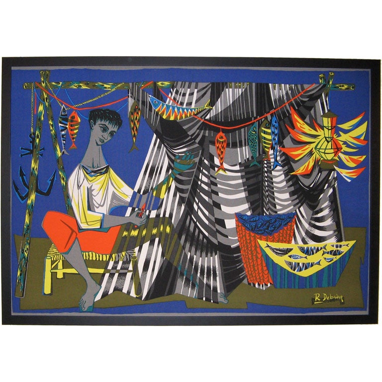 A Framed Printed Tapestry by R. Debieve