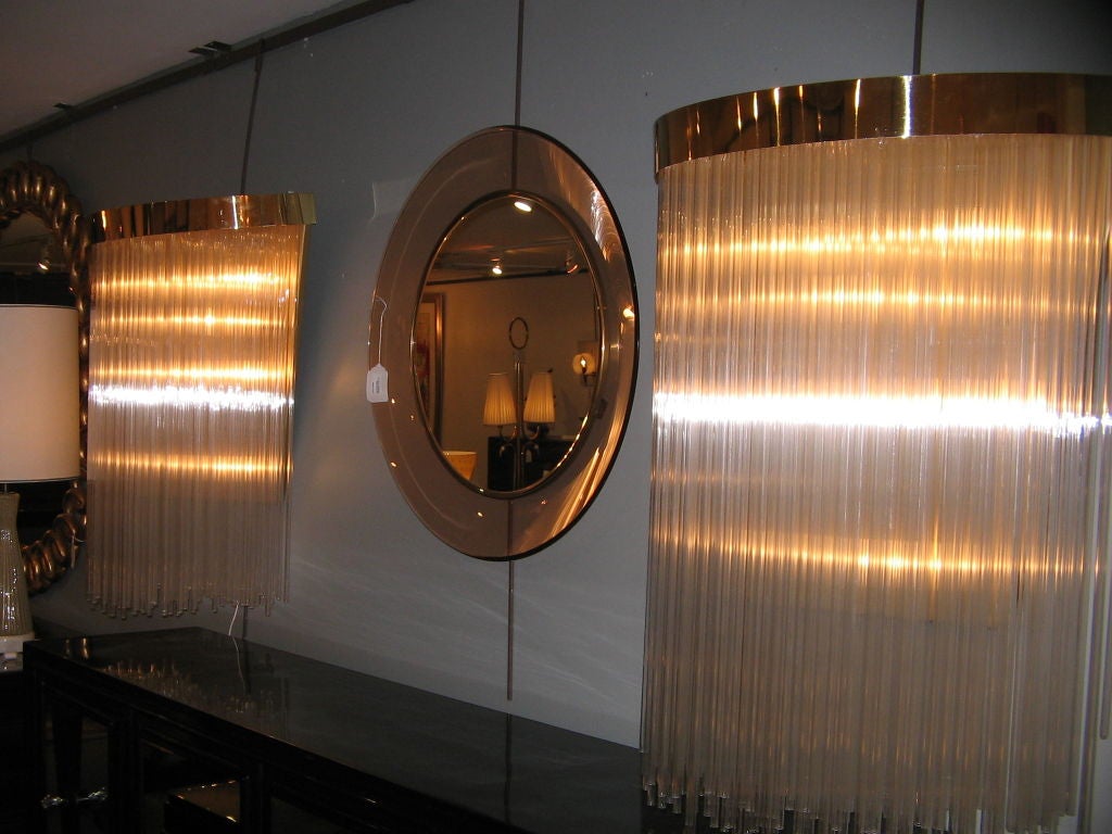 A Pair of Large Scale Glass Rod Wall Sconces at 1stdibs