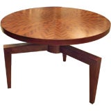 A Three Legged Modernist Occasional Table in African Mahogany
