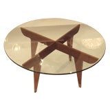 A Modernist Round Cocktail Table in Walnut 
Glass by Gio Ponti
