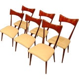 A Set of Six DIning Chairs in Mahogany and Leather by Ico Parisi
