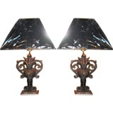 Antique Pr of Iron Lamps