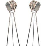Vintage Pair of English Cinema lights on tripod stands