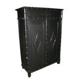 Antique Black painted Faux Bamboo Linen Cupboard