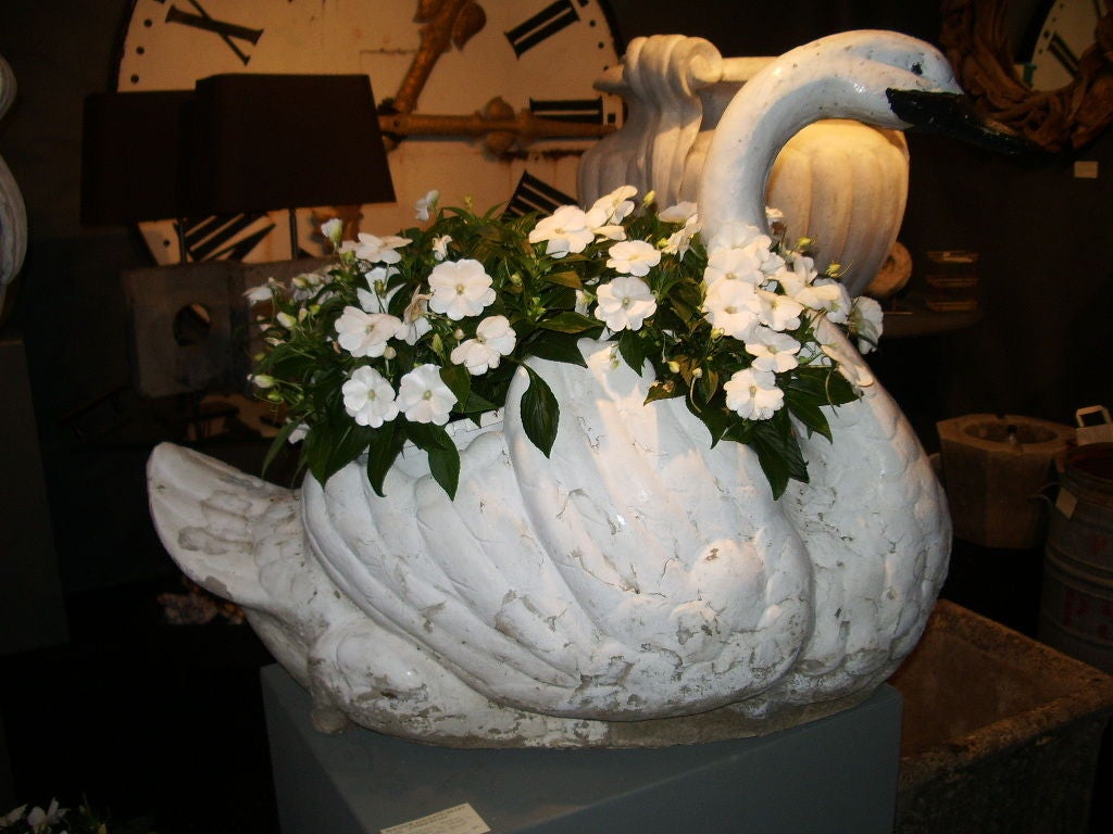 Mid-20th Century Large Cast Stone Swan For Sale