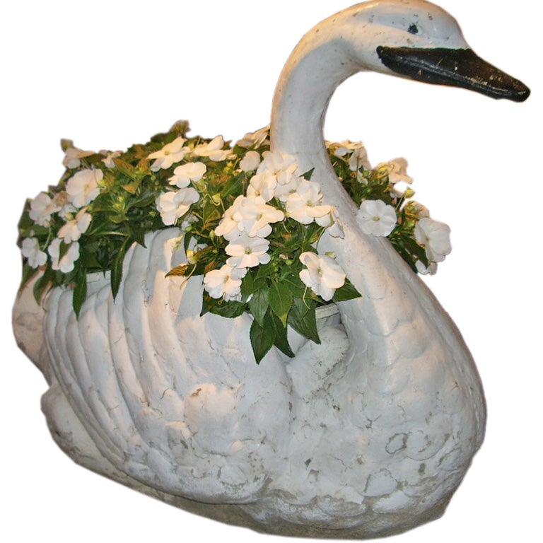 Large Cast Stone Swan For Sale