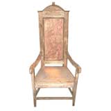 Primitive Painted Folk Wood Arm Chair