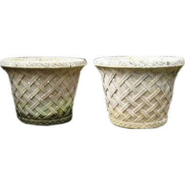 Pair of Basket Weave Planters