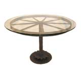 Industrial Glass Top Dining Table