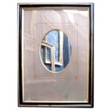 Antique Napoleon III Black And Gold Framed Mirror