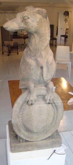 English 19thC Statue Of a Reclining Dog