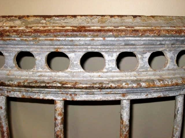19thC French Iron Demilune Table With A Marble Top 2