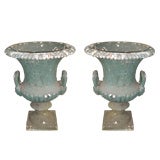Pair of English 19thC Victorian Iron Urns