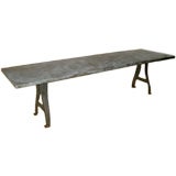 1940's Industrial Zinc Top Dining Or Console Table