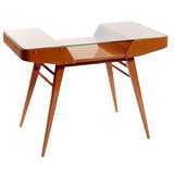 czech mid-century burnt orange lacquered table