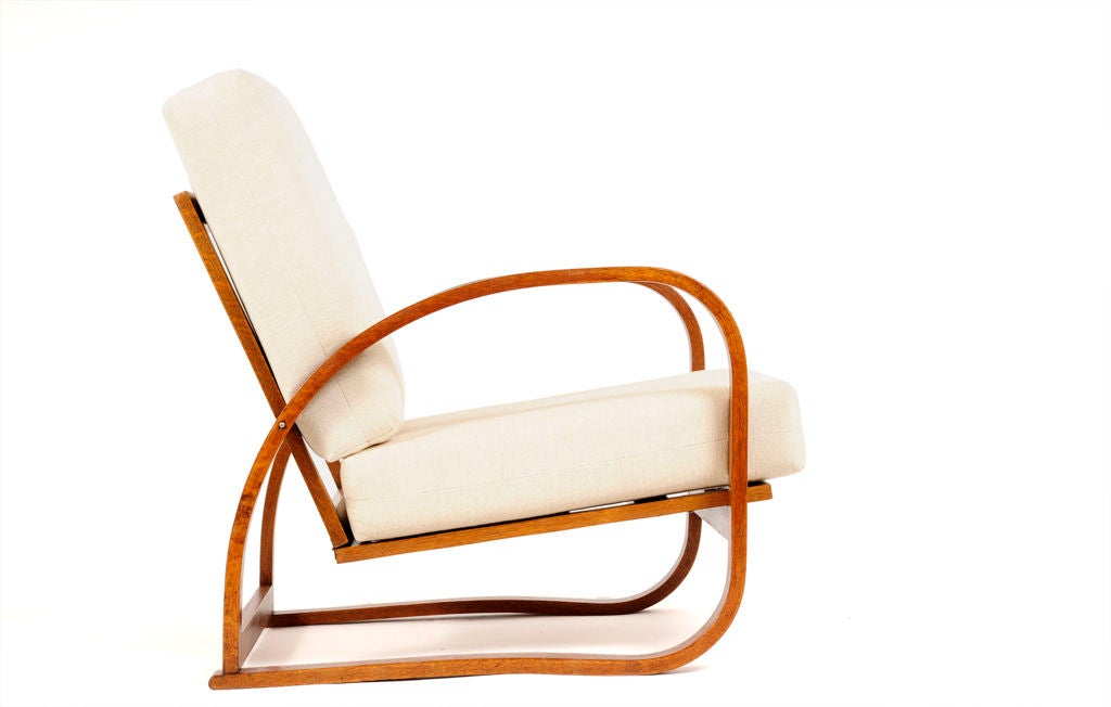 deco bent-wood recliners, designed by  halabala (priced indiv.)